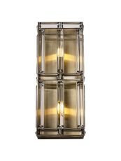 Meteor Rectangular Wall Light, 2 Light E14, Antique Brass