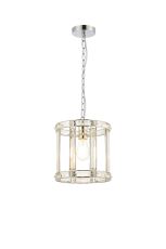 Meteor Round Drum Pendant/Semi Ceiling, 1 Light E27, Polished Nickel