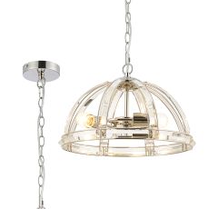 Meteor Medium Dome Pendant, 3 Light E27, Polished Nickel