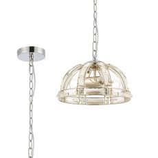 Meteor Small Dome Pendant, 2 Light E27, Polished Nickel