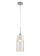 Mia Single Tube Pendant 1 Light E27 White/Clear Glass