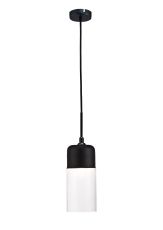 Mia Single Tube Pendant 1 Light E27 Black/Clear Glass