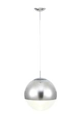 Miranda 40cm Ball Pendant 1 Light E27 Polished Chrome Suspension With Mirrored/Clear Glass Globe