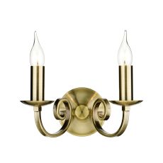 Murray 2 Light E14 Antique Brass Wall Light With Pull Switch