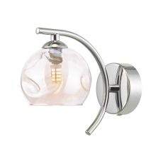 Nakita 1 Light G9 Polished Chrome Wall Light With Pull Cord Switch C/W Champagne Organic Glass Shade.