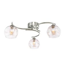 Nakita 3 Light G9 Polished Chrome Flush Ceiling Fitting C/W Champagne Organic Glass Shades.