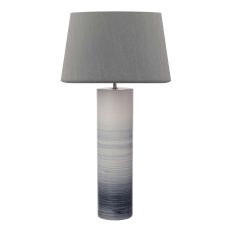Nlouisre 1 Light E27 Black And White Ceramic Table Lamp With Inline Switch C/W Cezanne Grey Faux Silk Tapered 40cm Drum Shade