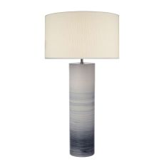 Nlouisre 1 Light E27 Black And White Ceramic Table Lamp With Inline Switch C/W Delta Ivory Cotton 38cm Drum Shade