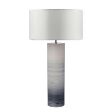 Nlouisre 1 Light E27 Black And White Ceramic Table Lamp With Inline Switch C/W Hilda Ivory Faux Silk 40cm Drum Shade