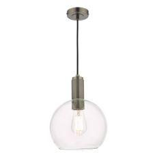 Nibrewers 1 Light E27 Polished Nickel Adjustable Sinlge Pendant With Round Clear Glass Shade