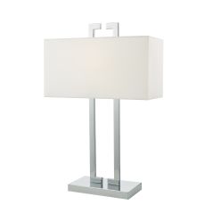 Nile 1 Light E14 Polished Chrome Table Lamp With Inline Switch C/W Ivory Faux Silk Shade