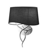 Ninette Wall Lamp Switched 2 Light E14, Polished Chrome With Black Shade