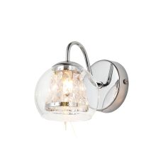 Krysta Wall Lamp, 1 Light G9, IP44, Polished Chrome/Clear Glass/Clear Crystal