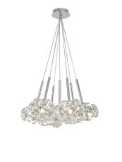 Riptor 7 Light G9 1.5m Cluster Pendant With Polished Chrome And Crystal Shade