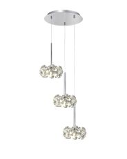 Riptor 3 Light G9 2m Round Pendant With Polished Chrome And Crystal Shade