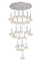 Riptor 24 Light G9 5m Round Multiple Pendant With Polished Chrome And Crystal Shade, Item Weight: 25.2kg