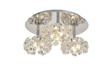 Riptor Round 3 Light G9 35cm Flush Light With Polished Chrome And Crystal Shade