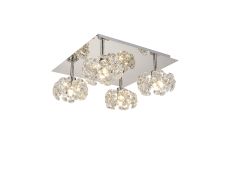 Riptor Square 4 Light G9 40cm Flush Light With Polished Chrome Square And Crystal Shade