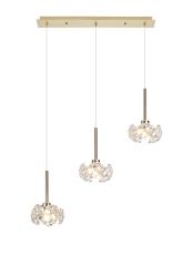 Riptor 3 Light G9 2m Linear Pendant With French Gold And Crystal Shade