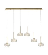 Riptor 6 Light G9 2m Linear Pendant With French Gold And Crystal Shade