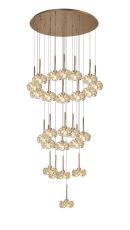 Riptor 24 Light G9 5m Round Multiple Pendant With French Gold And Crystal Shade, Item Weight: 25.2kg