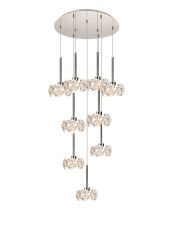 Riptor 9 Light G9 Universal 2.5m Round Multiple Pendant And Crystal Shade, Polished Chrome