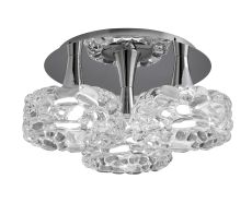 O2 Flush Ceiling 3 Light E27 Large, Polished Chrome