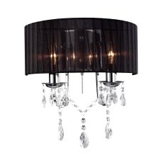 Olivia Wall Lamp Switched With Black Shade 2 Light E14 Polished Chrome/Crystal
