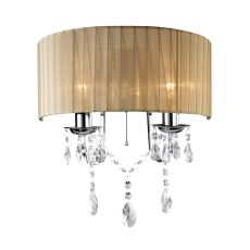 Olivia Wall Lamp Switched With Soft Bronze Shade 2 Light E14 Polished Chrome/Crystal