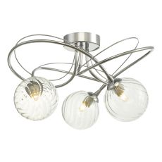 Onawa 3 Light G9 Polished Chrome Semi Flush Ceiling Fitting C/W Clear Twisted Style Open Glass Shades