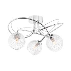 Onawa 3 Light G9 Polished Chrome Semi Flush Ceiling Fitting C/W Clear Glass Shade & Inner Wire Detail