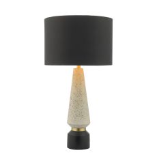 Onora 1 Light E27 White & Black Table Lamp With Inline Switch C/W Black Faux Silk Drum Shade