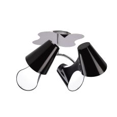 Ora Ceiling 2 Arm 4 Light E27, Gloss Black/White Acrylic/Polished Chrome, CFL Lamps INCLUDED