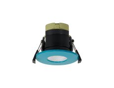 Orbio 8W, 90mA, Dimmable CCT LED Fire Rated Downlight, Bright Teal Fascia, Cut Out: 70mm, 900lm, 60° Deg, IP65 DRIVER INC. 5yrs Warranty