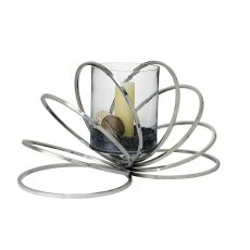 (DH) Oreo Candle Holder 8 Ring Large Polished Chrome/Clear Glass