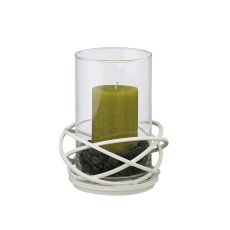 (DH) Oriana Candle Holder 9Cm White/Clear Glass