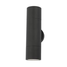 Ortega 2 Light GU10 Matt Black Aluminium Outdoor Up/Down IP65 Spotlight Wall Light With Clear Glass Diffuser