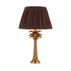 Palm 1 Light B22 Gold Palm Tree Design Table Lamp With Inline Switch C/W Ulyana Burgundy Faux Silk Pleated 40cm Shade