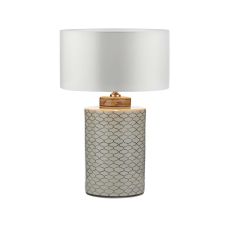 Paxton 1 Light E27 Table Lamp Ccrain With Brown With Inline Switch C/W Hilda Ivory Faux Silk 40cm Drum Shade