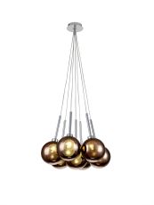 Penton Cluster Pendant 1.5m, 7 x G9, Polished Chrome/Copper/Frosted Type G Shade