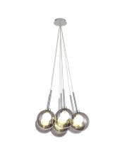 Penton Cluster Pendant 1.5m, 7 x G9, Polished Chrome/Smoked/Frosted Type G Shade