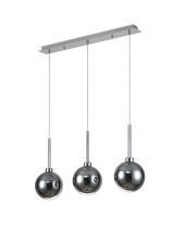 Penton Linear Pendant 2m, 3 x G9, Polished Chrome/Chrome/Frosted Type G Shade