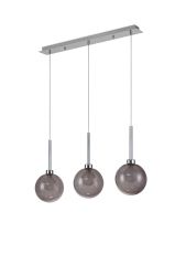 Penton Linear Pendant 2m, 3 x G9, Polished Chrome/Smoked/Frosted Type G Shade