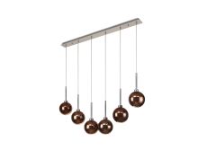 Penton Linear Pendant 2m, 6 x G9, Polished Chrome/Copper/Frosted Type G Shade