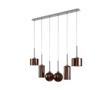 Penton Linear Pendant 2m, 6 x G9, Polished Chrome/Copper/Frosted Type A,C,G Shade