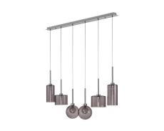 Penton Linear Pendant 2m, 6 x G9, Polished Chrome/Smoked/Frosted Type A,C,G Shade