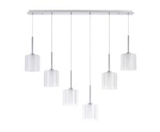 Penton Linear Pendant 2m, 6 x G9, Polished Chrome/Frosted/Clear Type H Shade