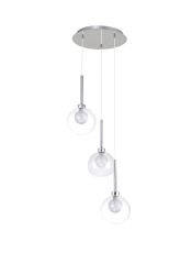 Penton Round Pendant 2m, 3 x G9, Polished Chrome/Clear/Frosted Type G Shade