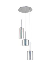 Penton Round Pendant 2m, 3 x G9, Polished Chrome/Italisbonscent Type A,B,C Shade