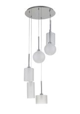 Penton Round Pendant 2.5m, 6 x G9, Polished Chrome/Frosted Type A,B,C,G Shade